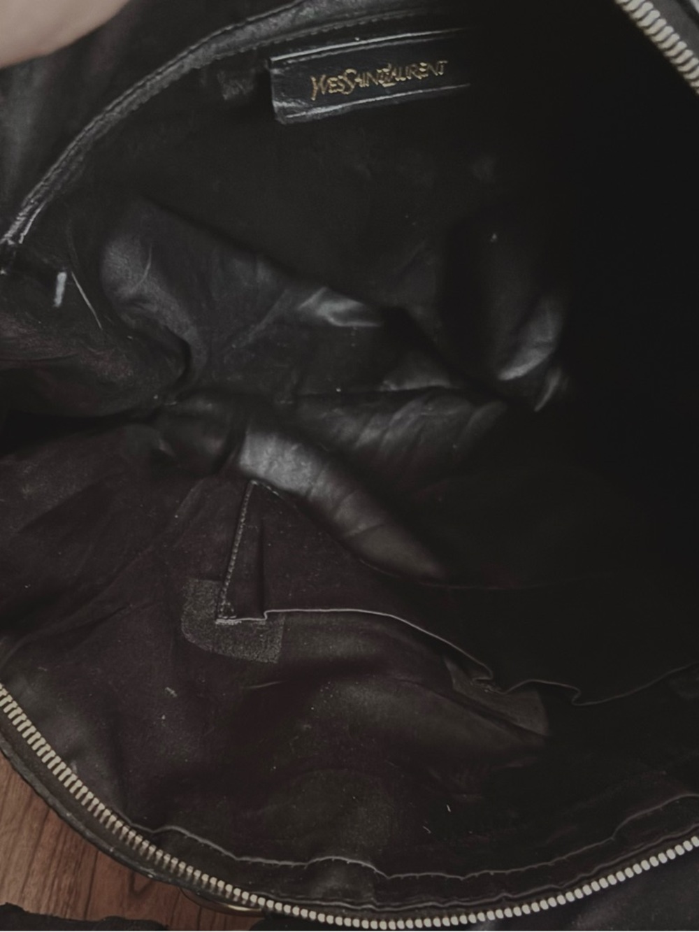 Yves Saint Laurent Black Leather Interior with Gold Logo Tag - Picture 10 of 12